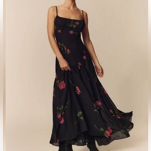 Reformation Black Floral Maxi Dress
